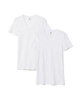 HEMA Heren T-shirts Slimfit Diepe V-hals Extra Lang - 2 Stuks Wit (wit)