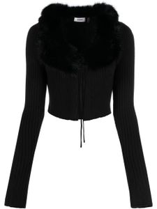 Danielle Guizio cardigan court à col en fourrure artificielle - Noir