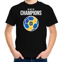 Zweden EK/ WK supporter t-shirt we are the champions met Zweedse voetbal zwart kinderen - thumbnail