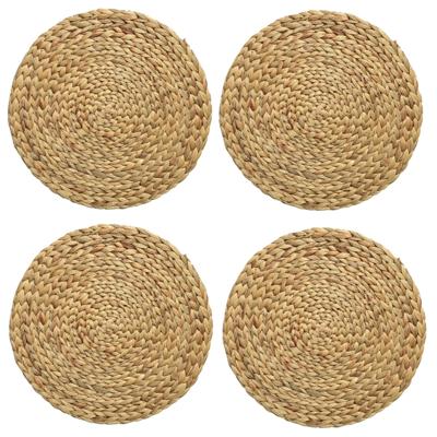 Placemat - 4x - naturel bruin - D35 cm - rotan gevlochten - rond - onderlegger - tafeldecoratie