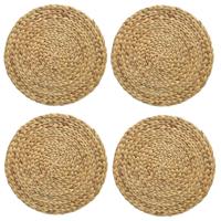 Placemat - 4x - naturel bruin - D35 cm - rotan gevlochten - rond - onderlegger - tafeldecoratie