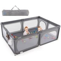 Babybox met Grote Ritsdeur Groot Speelhek met Zijvak & 50 Speelballen Grote Vloerstaande Babybox 206 × 147 × 68,5 cm Donkergrijs