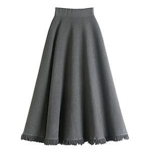 dames a-lijn midi breien amethist abrikoos zwartbruine rokken vallenamp; winter kwastjes vintage elegant dagelijks vakantie s m l Lightinthebox