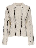 Only Onltessa Ls Cabel Stitch O-neck Cc Knt Trui 4775223 Birch Melange/black