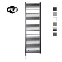 Elektrische Radiator Sanicare HWV Met Wifi 172x60 cm Gunmetal 1127W Met Thermostaat Chroom Linksonder Sanicare