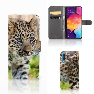 Samsung Galaxy A50 Telefoonhoesje met Pasjes Baby Luipaard