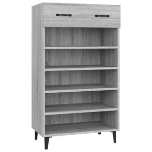 The Living Store Schoenenkast Grijs Sonoma Eiken - 60 x 35 x 105 cm - Praktisch en Elegant