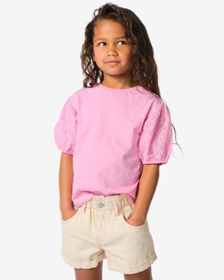 HEMA Kinder T-shirt Broderie Roze (roze)