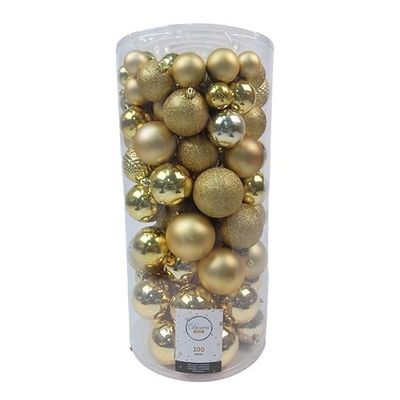 Kerstballen mix 100 stuks Licht Goud Kerst - Decoris