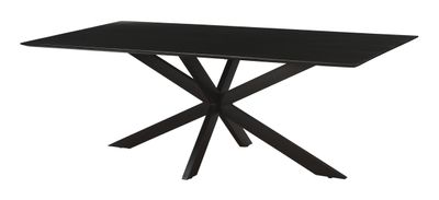 Livingfurn Eettafel 'Oslo' Mangohout en staal, kleur Zwart, 220 x 100cm