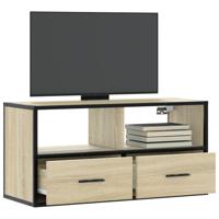 Tv-meubel 80x31x39,5 cm bewerkt hout metaal sonoma eikenkleurig