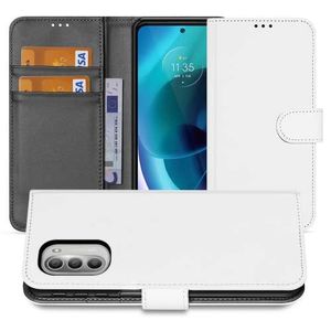 Book Case Telefoonhoesje voor de Motorola Moto G51 5G Wit met Pasjeshouder