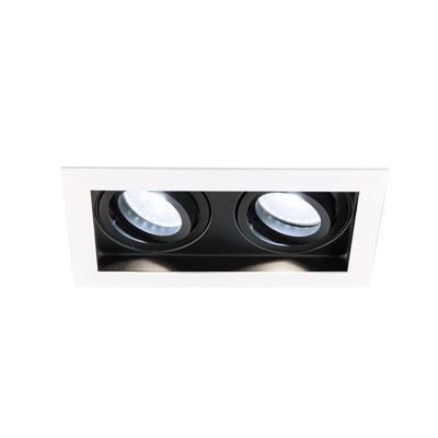 Durham - LED Inbouwspot - 8 Watt 690 Lumen - 6500K Daglicht wit - Dubbel - GU10 - Kantelbaar - IP20 voor binnen - Rechthoek - Wit/Zwart