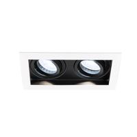 Durham - LED Inbouwspot - 8 Watt 690 Lumen - 6500K Daglicht wit - Dubbel - GU10 - Kantelbaar - IP20 voor binnen - Rechthoek - Wit/Zwart