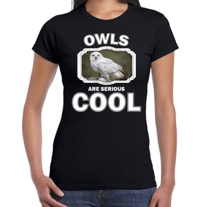 Dieren sneeuwuil t-shirt zwart dames - owls are cool shirt