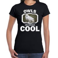 Dieren sneeuwuil t-shirt zwart dames - owls are cool shirt