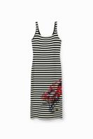 Gestreepte slim fit jurk met bandjes - WHITE - XL