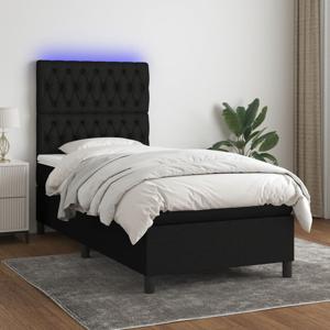 Boxspring met matras en LED stof zwart 100x200 cm SKU: V3135095