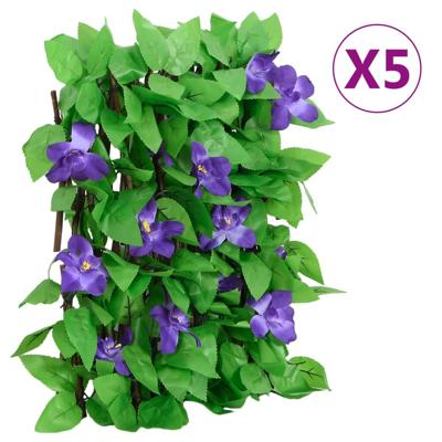 VidaXL Kunstplant klimop op latwerk 5 st uittrekbaar 180x20 cm groen