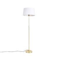 QAZQA Smart vloerlamp goud met linnen kap wit 45 cm incl. Wifi A60 - - thumbnail