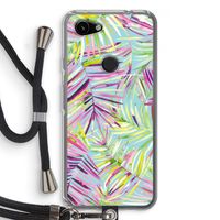 Tropical Palms Blue: Pixel 3a Transparant Hoesje met koord