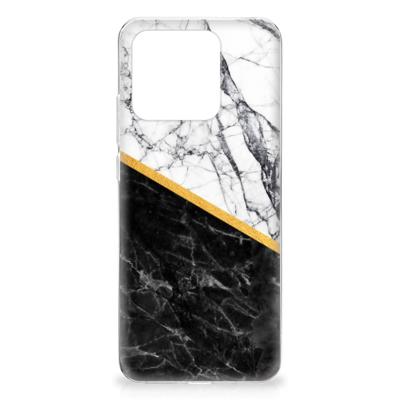 Xiaomi Redmi 10C | TPU | Siliconen hoesje | Marmer Wit Zwart - Origineel Cadeau Man