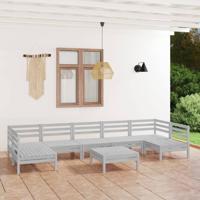 8-delige Loungeset massief grenenhout wit