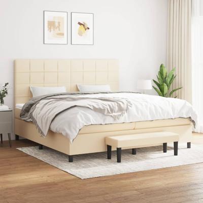Boxspring met matras stof crèmekleurig 200x200 cm