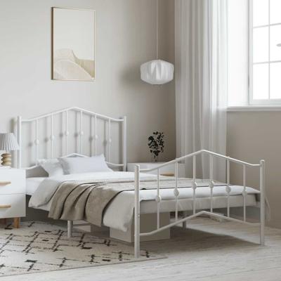 Bedframe met hoofd- en voeteneindemetaal wit 100x200 cm