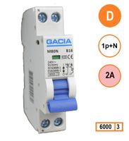 GACIA M80N-D02 installatieautomaat 1p+n D2 6kA (18mm)
