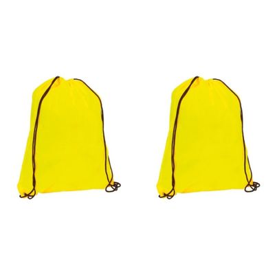 2x stuks neon geel gymtas/sporttas met rijgkoord 34 x 42 cm