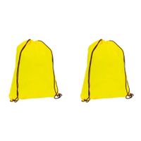 2x stuks neon geel gymtas/sporttas met rijgkoord 34 x 42 cm