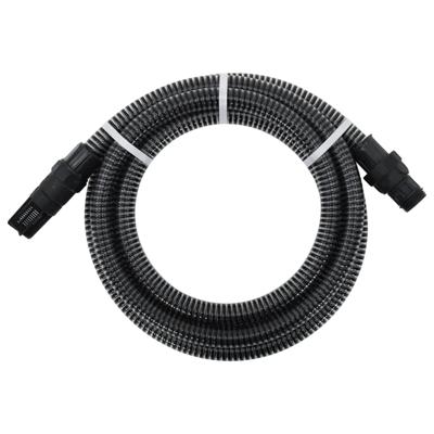 VidaXL Zuigslang met pvc koppelingen 1,1&apos;&apos; 4 m pvc zwart