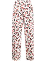 Moschino pantalon fleuri à taille haute - Blanc