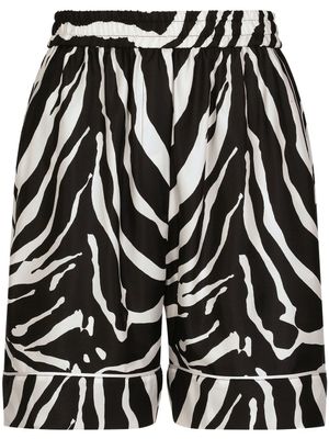 Dolce & Gabbana short en serge à imprimé zébré - Noir