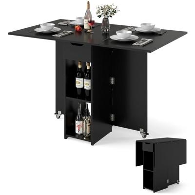 Opvouwbare Keukentafel Opvouwbare Tafel Voor Vier Personen Met Lades-Zwart