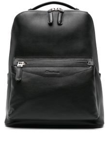 Santoni sac à dos en cuir à logo embossé - Noir