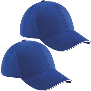 4x stuks 6-panel baseballcap kobalt blauw/wit voor volwassenen