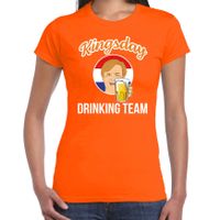 Kingsday drinking team t-shirt oranje voor dames - Koningsdag shirts