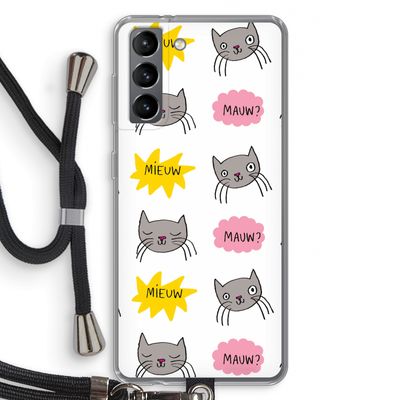 Meow: Samsung Galaxy S21 Transparant Hoesje met koord