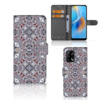 OPPO A74 4G Bookcase Flower Tiles - thumbnail