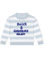 Dolce & Gabbana Kids sweat en coton à rayures - Bleu - thumbnail