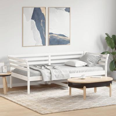 Slaapbank zonder matras 90x200 cm massief grenenhout wit