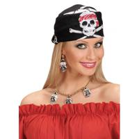 Carnaval verkleed bandana piraat - Carnaval spullen piraten - met doodskop print - thumbnail