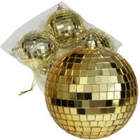 Othmar Decorations disco kerstballen - 4x - goud - 8 cm - kunststof   -
