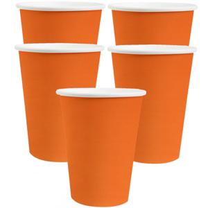 Santex feest/verjaardag bekertjes - 20x stuks - karton - oranje - 270 ml