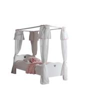 Leen Bakker - Vipack Hemelbed Amori Met Textiel - 90x200 Cm - MDF/Grenenhout - Wit