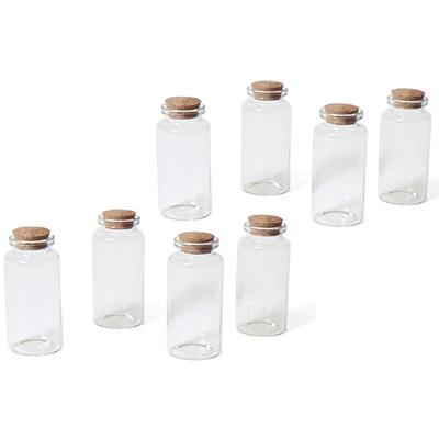 Glazen flesjes met kurk - 8x stuks - 12 ml - transparant - klein - hobby set