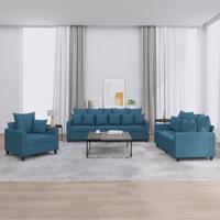 3-delige Loungeset met kussens fluweel blauw