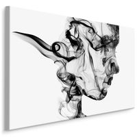Schilderij - abstracte vrouw uit rook, zwart/wit, 4 maten, wanddecoratie - thumbnail